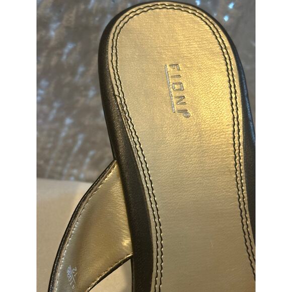 Fiona Heels Size 8 Black Toe Loop Strap 3 1/2” Wedge evening Y2K Women’s Sandals - Picture 3 of 9